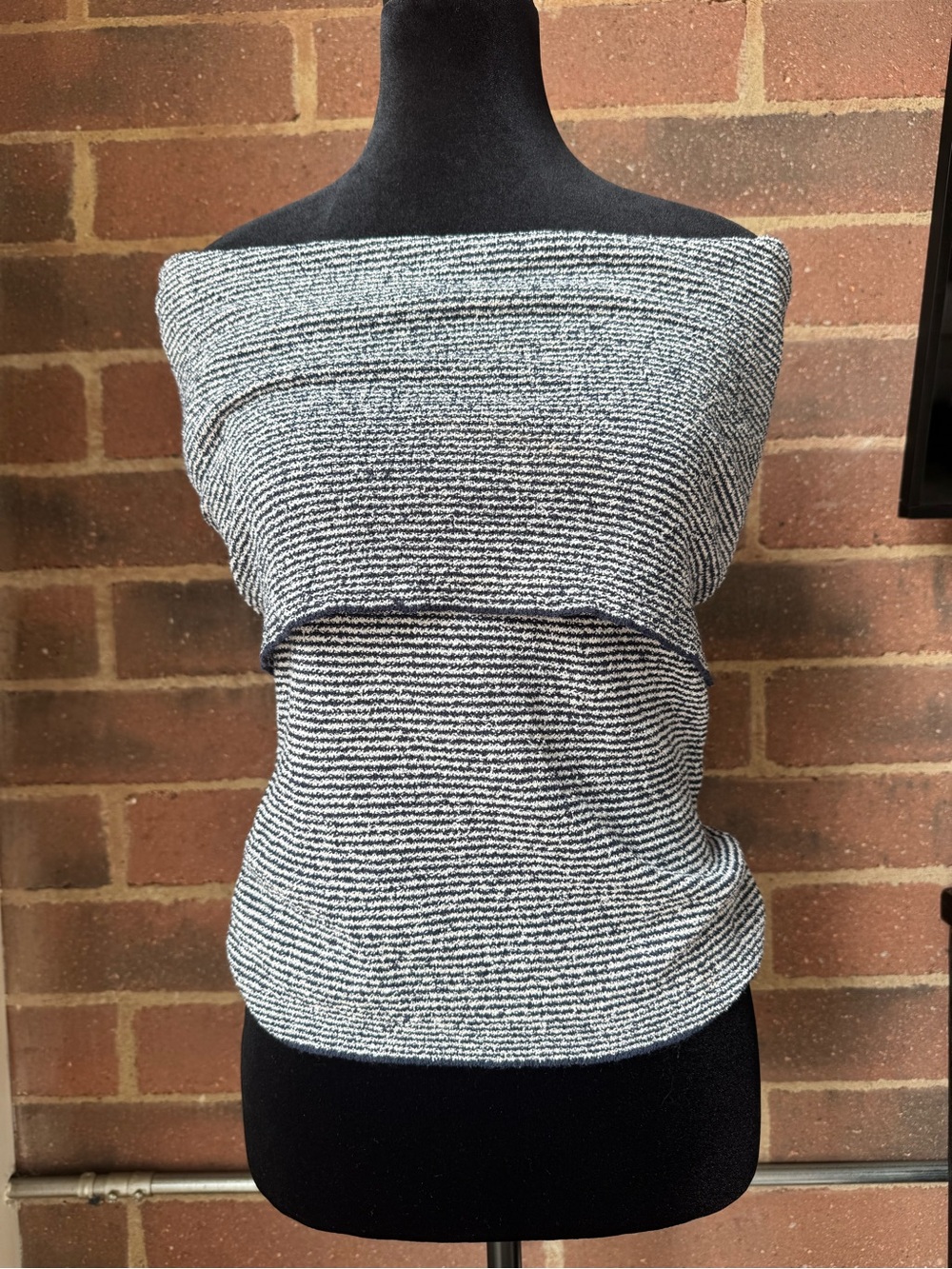ZARA Striped off the shoulder black and white knit top